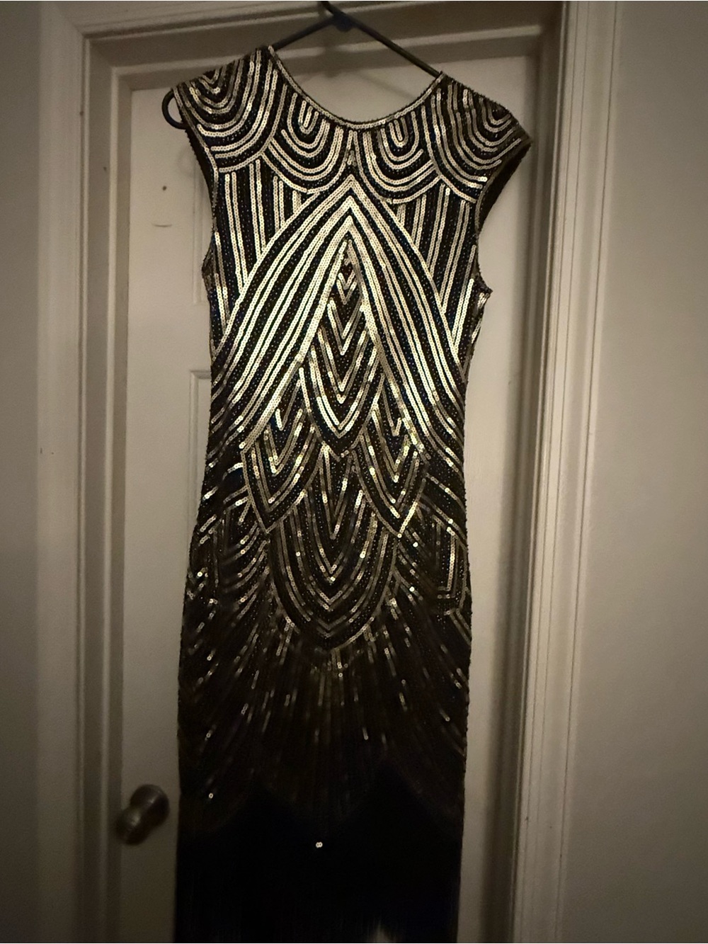 Daisy Black and Gold Sequin Art Deco Prom Dress